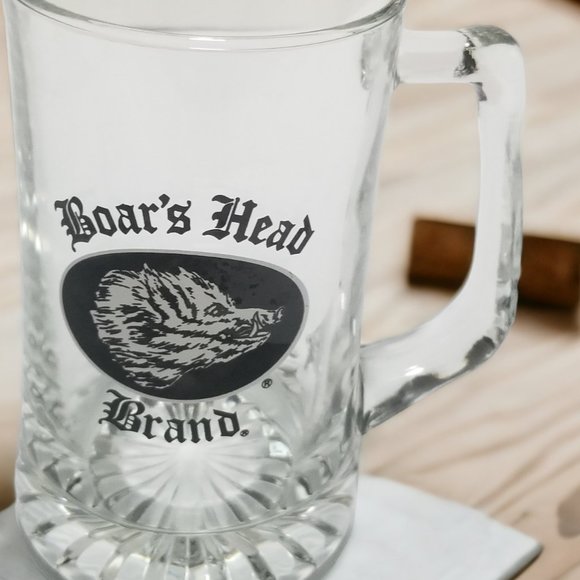 Rare Boar's Head Beer Mug – 24 oz Clear Glass Stein with Brand Logo - Picture 7 of 7